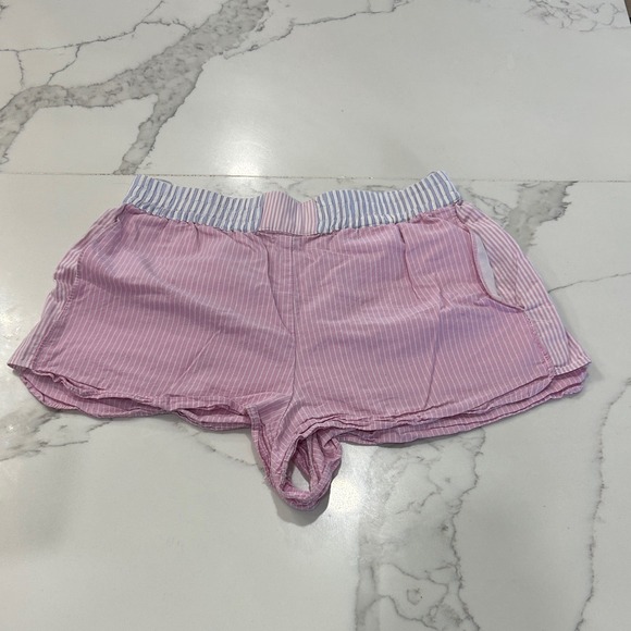 Zara Pants - ZARA Striped Shorts Pink White Blue Elastic Waist Pockets‎ Casual Summer